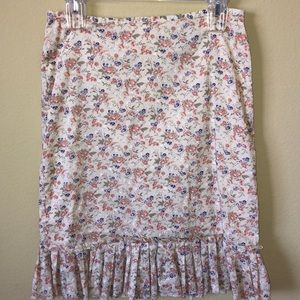 Free People Pretty Beige Lightweight Floral Skirt w/Ruffle Hem -Size 5 (Juniors)